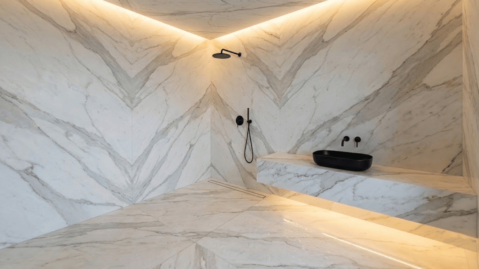 Modern luxury bathroom installation with walk-in shower