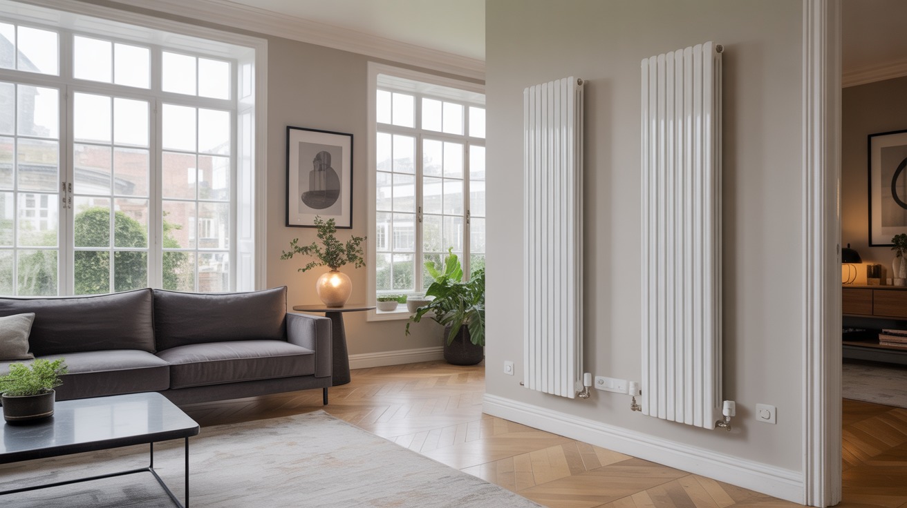 Modern central heating system with designer radiators