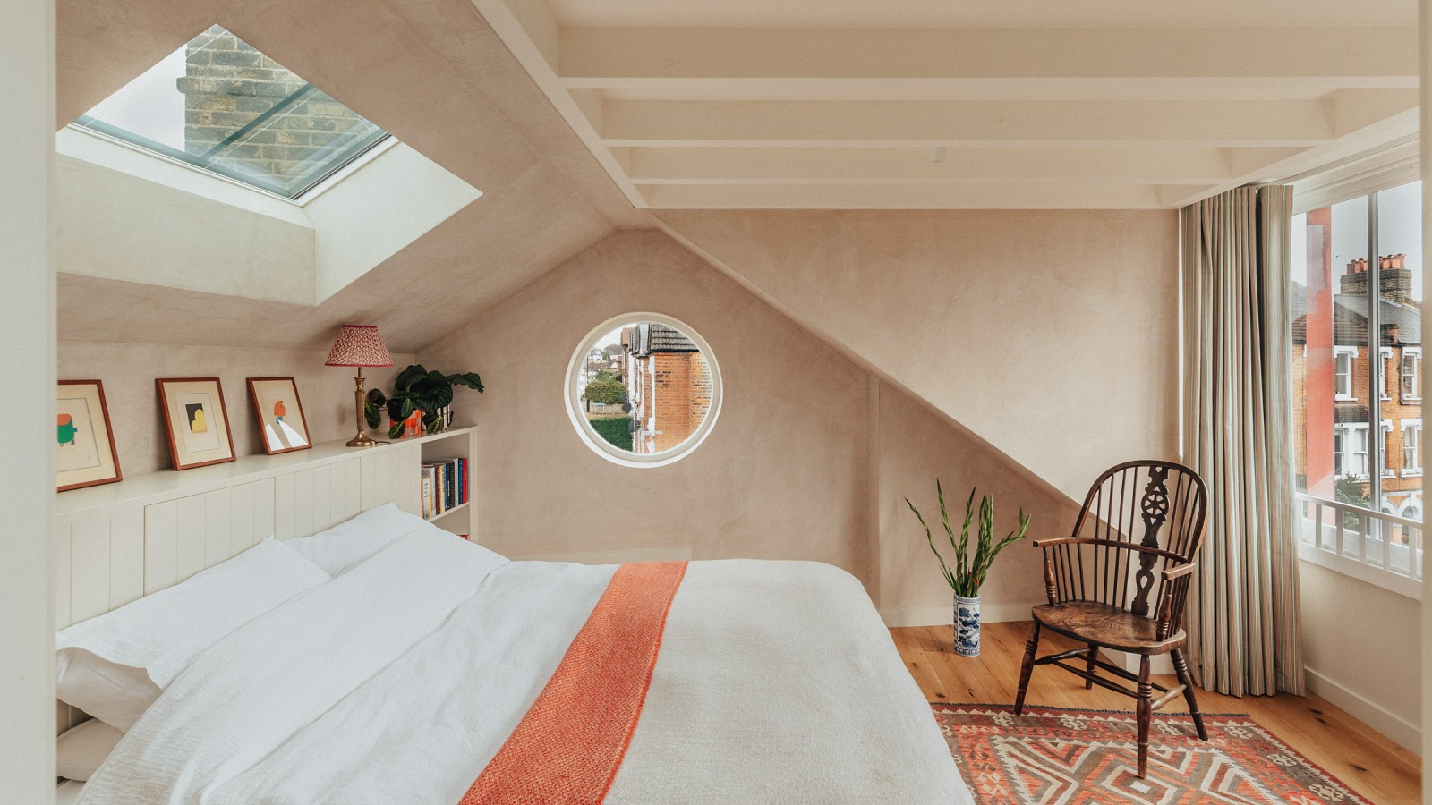 Dormer loft conversion bedroom with skylights