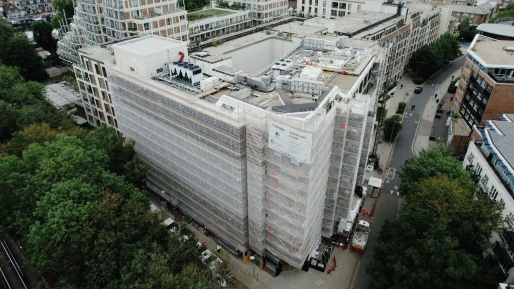 Commercial scaffolding on a large building project